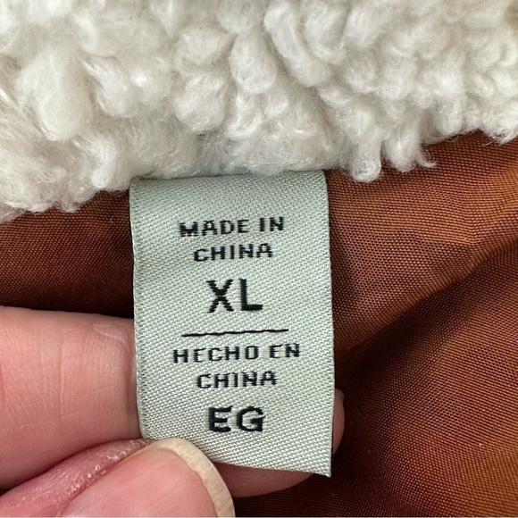 LEVI'S Faux Leather Puffer Jacket Sz XL Camel Brown - Picture 11 of 14